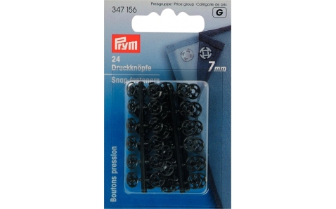 347156 Prym Пришивные кнопки, чёрные, пластиковые (24шт в блистере) 7мм