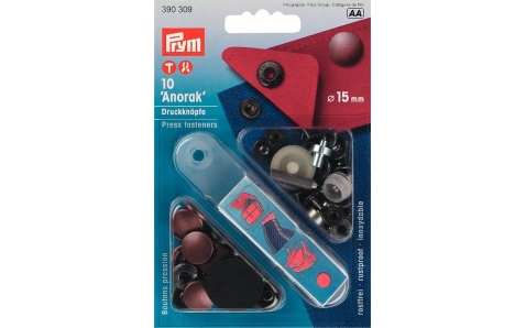 390309 Prym Кнопки "Anorak" медь 15мм (10шт)