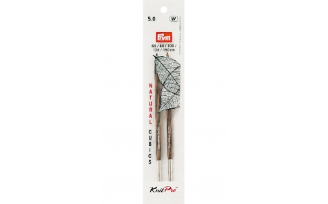224326 Prym Спицы деревянные съемные CUBICS 5,0 (для комбинации с леской 60-150см)
